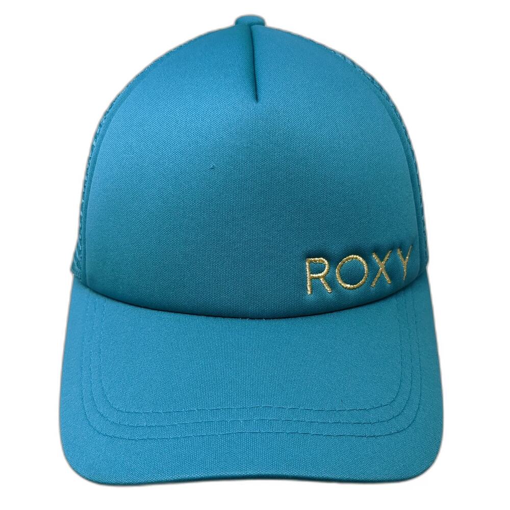 Roxy Trucker Hat Blue XL Gold Logo Mesh Snapback Adjustable Surf Skate Beach